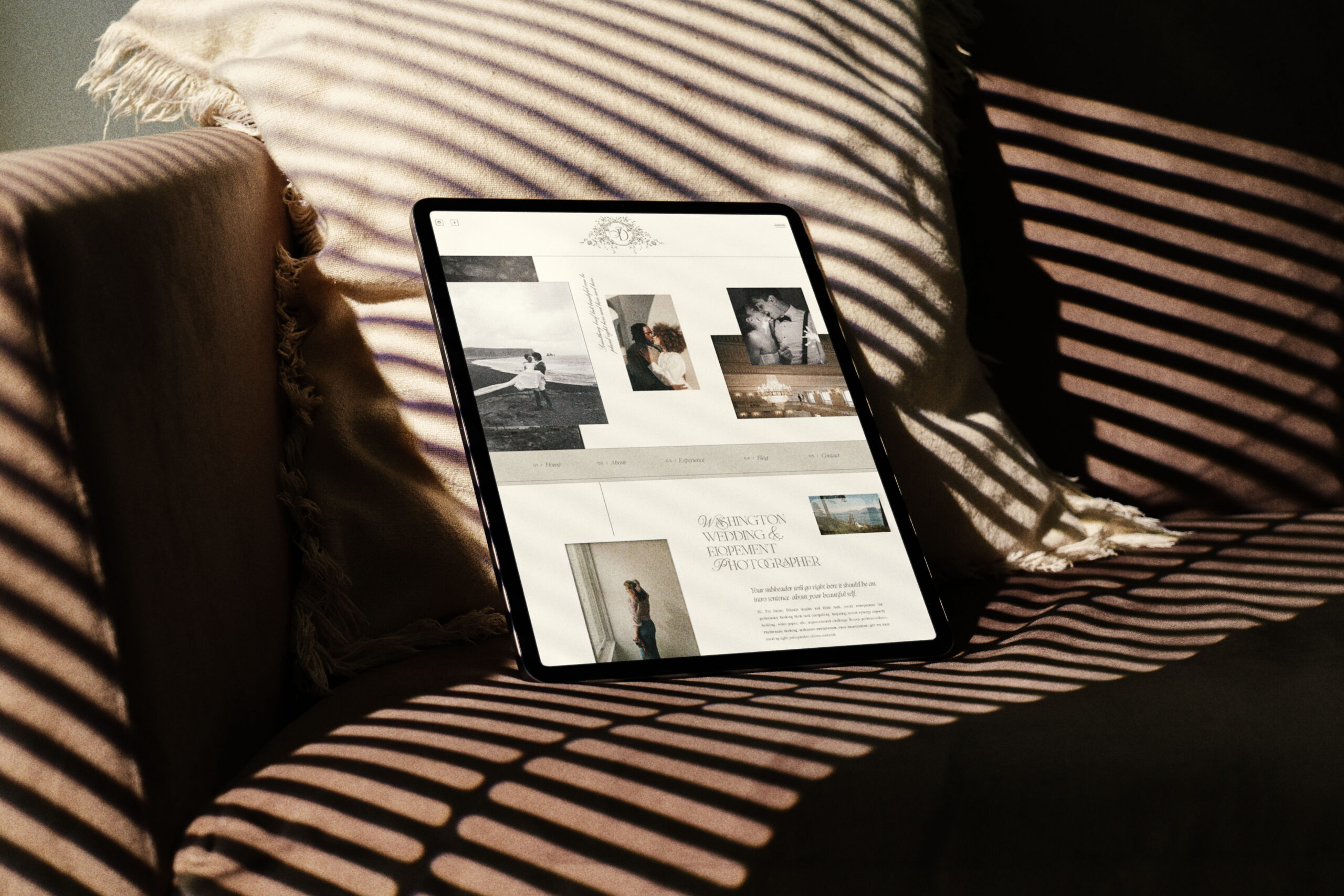 Interior designer website displayed on a tablet, highlighting responsive web design and conversion-focused user experience.